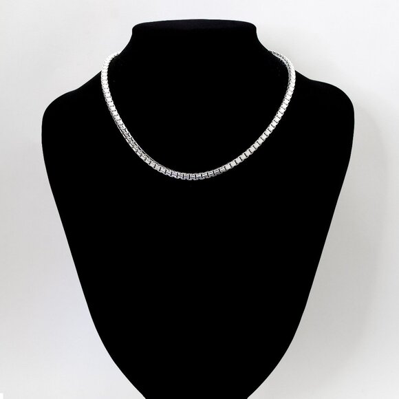 Sterling Silver 3.8mm Thick Box Chain Choker 16" | 925 Italy Women’s Necklace - Picture 4 of 4